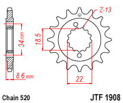 image 1 for ZEBATKA NAPĘDOWA JT JTF1908.15 