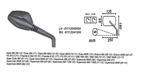 image 2 for LUSTERKO PRAWE KTM DUKE/SUPER DUKE/SUPERMOTO/FREERIDE 2008-17 POWER FORCE