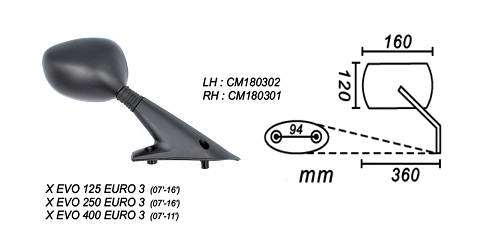 image 2 for LUSTERKO PRAWE PIAGGIO X EVO 125/250/400 2007-2016 POWER FORCE