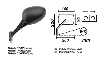 image 2 for LUSTERKO LEWE YAMAHAMAJESTY YP400 2007-2012 YP250D 1998-99 POWER FORCE