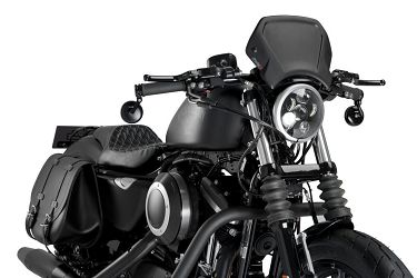 SZYBA OWIEWKA PUIG RETROPLATE DO HARLEY-DAVIDSON SPORTSTER 883 / 1200 (ALUMINIOWA) CZARNA