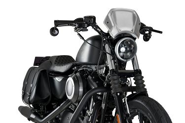 SZYBA OWIEWKA PUIG RETROPLATE DO HARLEY-DAVIDSON SPORTSTER 883 / 1200 (ALUMINIOWA) SREBRNA