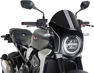 SZYBA PÓŁOWIEWKA PUIG W STYLU RETRO DO HONDA CB1000R NEO SPORTS CAFE 18-22 OBUDOWA CARBON / CZARNA