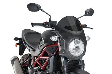 SZYBA PÓŁOWIEWKA PUIG W STYLU RETRO DO SUZUKI SV650 16-21 OBUDOWA CARBON / MOCNO PRZYCIEMNIONA