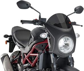 SZYBA PÓŁOWIEWKA PUIG W STYLU RETRO DO SUZUKI SV650 16-21 OBUDOWA CARBON / CZARNA
