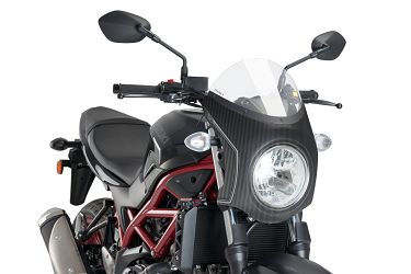 SZYBA PÓŁOWIEWKA PUIG W STYLU RETRO DO SUZUKI SV650 16-21 OBUDOWA CARBON / PRZEZROCZYSTA
