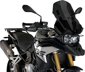 SZYBA Z REGULOWANYM DEFLEKTOREM (255MM) PUIG DO BMW F750GS/F850GS 18-23 MOCNO PRZYCIEMNIONY