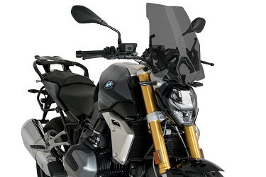 SZYBA TOURING NOWEJ GENERACJI PUIG DO BMW R1250R 19-22 (Z ORYGINALNYM WSPORNIKIEM BMW) MOCNO PRZYCIEMNIONA