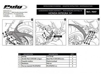 BŁOTNIK TYLNY PUIG DO HONDA INTEGRA 750 14-20 CARBON