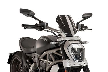 SZYBA SPORT REGULOWANA NOWEJ GENERACJI (298 X 278 MM) PUIG DO DUCATI X DIAVEL/S 16-18 CZARNA