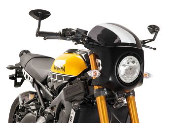 SZYBA PÓŁOWIEWKA RETRO PUIG (PANEL CARBON) DO YAMAHA XSR900 16-18 MOCNO PRZYCIEMNIONA