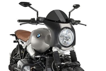 SZYBA OWIEWKA PUIG RETROFAIRING DO BMW R NINE T SCRAMBLER 16-20 (PANEL CZARNY)O 195MM MOCNO PRZYCIEMNIONA