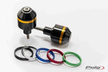 CIĘŻARKI / KOŃCÓWKI KIEROWNICY KRÓTKIE Z PIERŚCIENIAMI PUIG DO KAWASAKI NINJA 650 / Z650 CZARNE