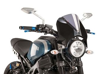 SZYBA OWIEWKA PUIG RETROVISION DO YAMAHA XSR700 / XSR900 16-21 (PANEL-CARBON) O 195 MM LEKKO PRZYCIEMNIONA