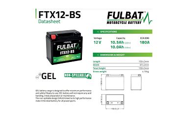 image 2 for AKUMULATOR ŻELOWY BEZOBSŁUGOWY FULBAT FTX12-BS 