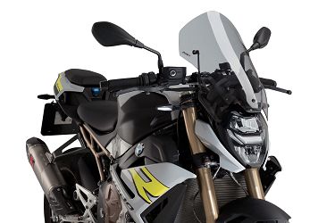 SZYBA TURYSTYCZNA NOWEJ GENERACJI PUIG DO BMW S1000R 21-24 + WSPORNIKI LEKKO PRZYCIEMNIONA