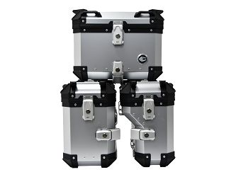 ZESTAW 3 KUFRÓW ALUMINIOWYCH (30L ASYMETRYCZNY + 36L + 45L) COOCASE SREBRNY Z TORBĄ WEWNĘTRZNĄ