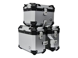 image 2 for ZESTAW 3 KUFRÓW ALUMINIOWYCH (30L ASYMETRYCZNY + 36L + 45L) COOCASE SREBRNY Z TORBĄ WEWNĘTRZNĄ
