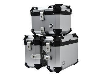 image 3 for ZESTAW 3 KUFRÓW ALUMINIOWYCH (30L ASYMETRYCZNY + 36L + 45L) COOCASE SREBRNY Z TORBĄ WEWNĘTRZNĄ