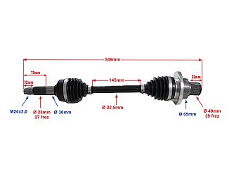 image 4 for PÓŁOŚ TYLNA PRAWA POWER FORCE CF MOTO 500/800