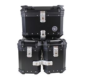 ZESTAW 3 KUFRÓW ALUMINIOWYCH (2X36L SYMETRYCZNE + 45L) COOCASE CZARNY Z TORBĄ WEWNĘTRZNĄ