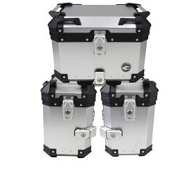 ZESTAW 3 KUFRÓW ALUMINIOWYCH (2X36L SYMETRYCZNE + 45L) COOCASE SREBRNY Z TORBĄ WEWNĘTRZNĄ