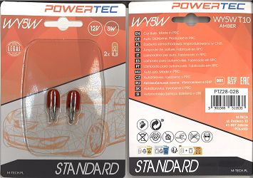 ŻARÓWKA POWERTEC M-TECH 12V 5W WY5W AMBER STANDARD (2SZT)