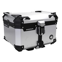 KUFER CENTRALNY ALUMINIOWY COOCASE 55L KEYLESS Z WYSUWANYM OPARCIEM SREBRNY