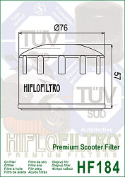 image 2 for FILTR OLEJU HIFLO HF184 APRILIA/ PIAGGIO 500