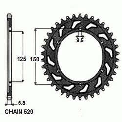 ZEBATKA NAPEDZANA STALOWA SUNSTAR SUNR1-3547-43
