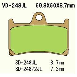 KLOCKI HAMULCOWE VESRAH SINTERED METAL VD-248SRJL8 (PRZÓD)