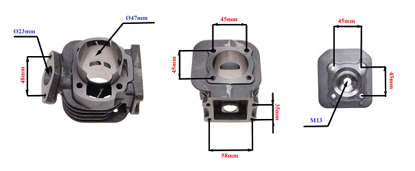 CYLINDER ŻELIWNY Z GŁOWICĄ POWER FORCE YAMAHA BWS MINARELLI VERTICAL 47MM 2T