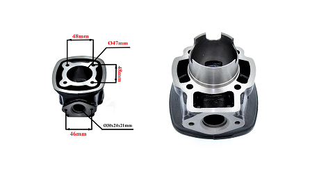 CYLINDER ŻELIWNY Z GŁOWICĄ POWER FORCE APRILIA SR GILERA RUNNER PIAGGIO NRG 47MM 2T