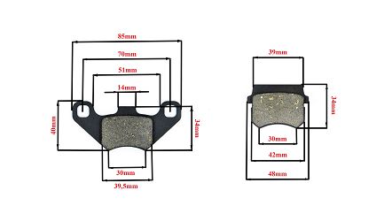 image 2 for KLOCKI HAMULCOWE POWER FORCE ATV 250 PRZÓD 85X37X8-48X32X10 KHT009031