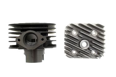 CYLINDER ŻELIWNY Z GŁOWICĄ POWER FORCE BASIC PIAGGIO SFERA VESPA GILERA TYPHOON 47MM 2T POD GŁOWICĘ CZWOROKĄTNĄ