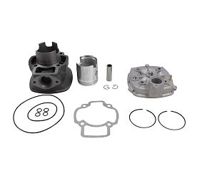 CYLINDER ŻELIWNY Z GŁOWICĄ (4 KĄTNĄ) SZARĄ POWER FORCE BASIC PIAGGIO NRG APRILIA RS 50 47MM 2T