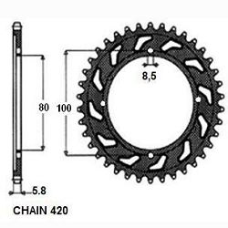ZEBATKA NAPEDZANA STALOWA SUNSTAR SUNR1-1308-36