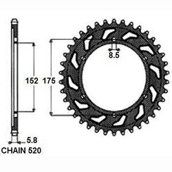ZEBATKA NAPEDZANA STALOWA SUNSTAR SUNR2-3685-48
